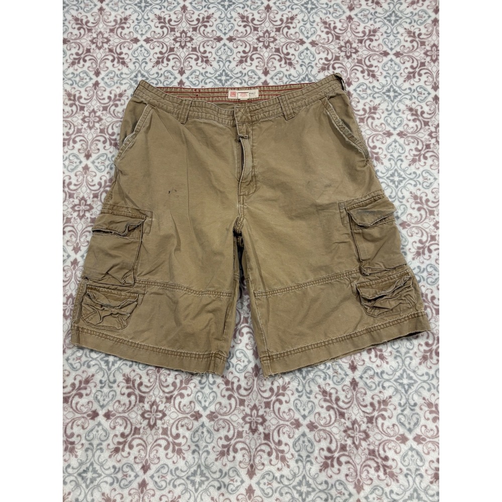 Cargo Supply Mens Khaki Tan Utility Cargo Shorts Size 38 Cotton Multi Pocket